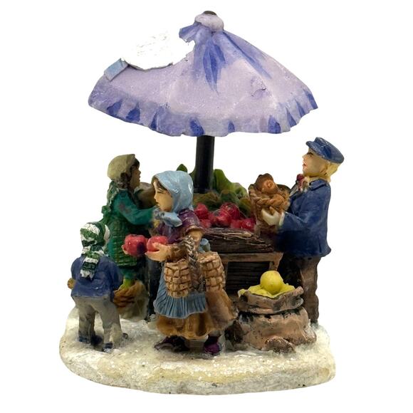 2003 Cobblestone Corners Fruit & Vegetable Cart with Umbrella Village 3.25″ W - Picture 2 of 6
